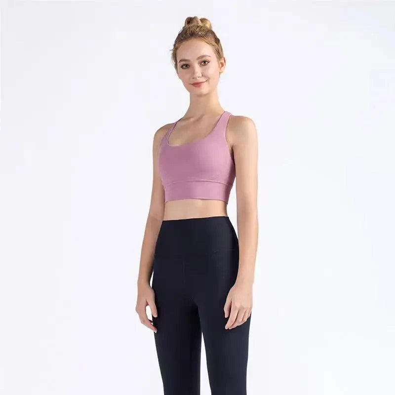 New High Quality Fabric Nylon Breathable Women Yoga Tops Bra Solid Color And Sports Wear Outdoor Exercise Clothes For Ladies