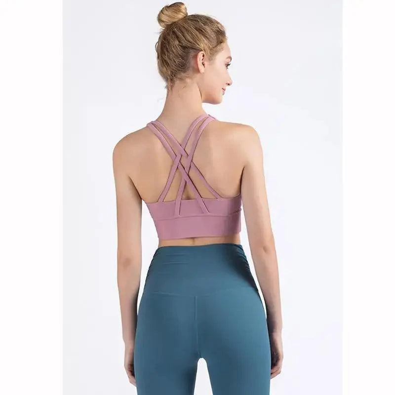 New High Quality Fabric Nylon Breathable Women Yoga Tops Bra Solid Color And Sports Wear Outdoor Exercise Clothes For Ladies