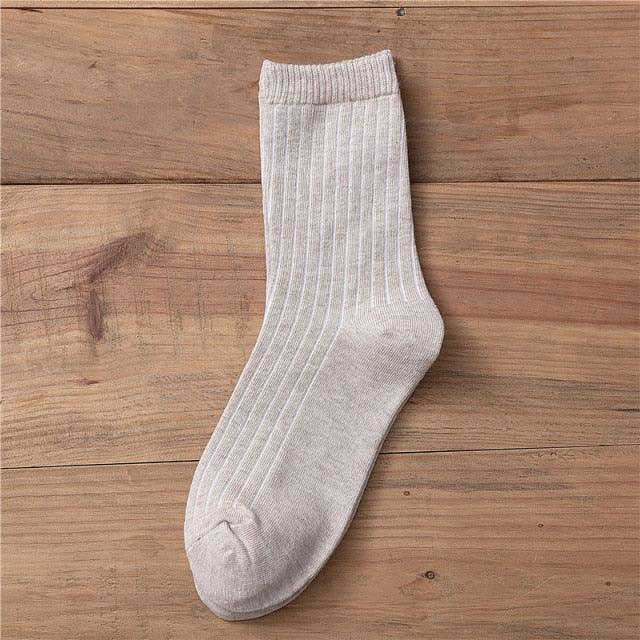 New Loose Solid Colors High School Girls Cute Socks Needles Knitting Cotton Scrunch Socks For Women