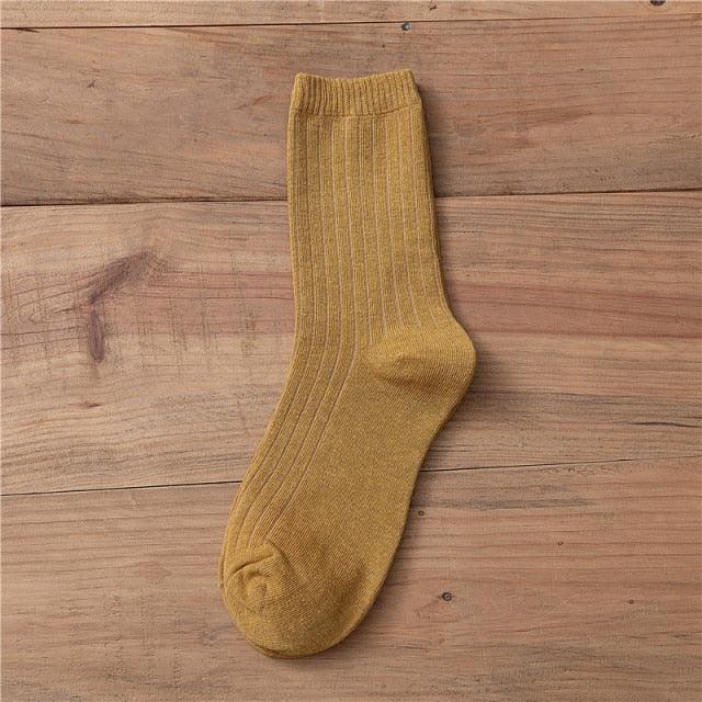 New Loose Solid Colors High School Girls Cute Socks Needles Knitting Cotton Scrunch Socks For Women