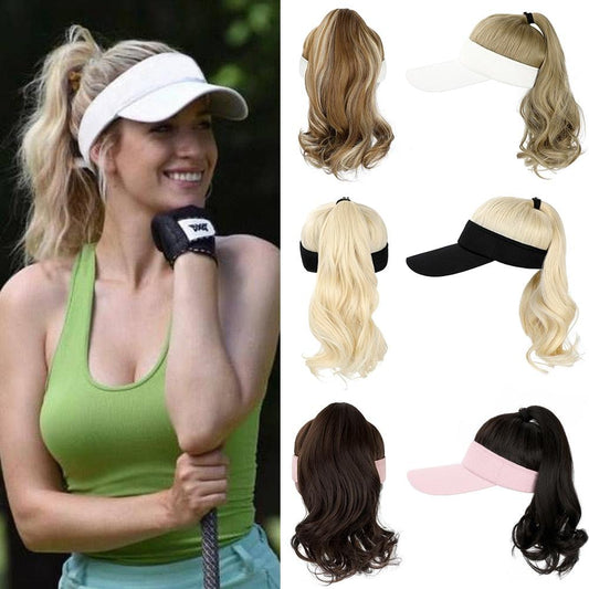 Ponytail Extension Cap hair Synthetic Wig Curly Wavy Wigs with Visor Hat hair Wigs for Women Hat Baseball Wigs For Black Women Cosplay Wigs For Women