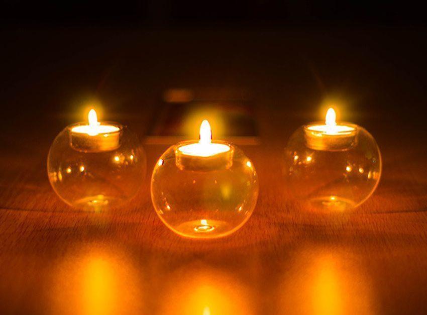 Round Hollow Glass Candle  Tea light Holder Candlestick Home Decorations for Dinner Table Wedding Candle Holder Wedding Candlestick Fine Transparent Crystal Glass Candlestick Dining Home Decor