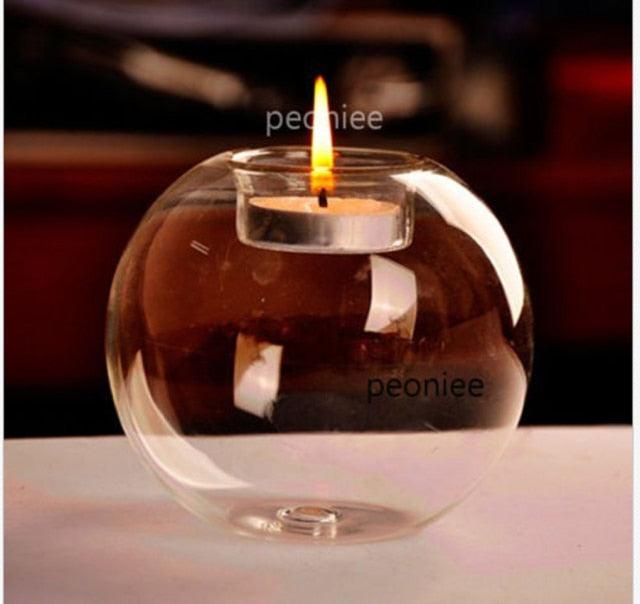 Round Hollow Glass Candle  Tea light Holder Candlestick Home Decorations for Dinner Table Wedding Candle Holder Wedding Candlestick Fine Transparent Crystal Glass Candlestick Dining Home Decor