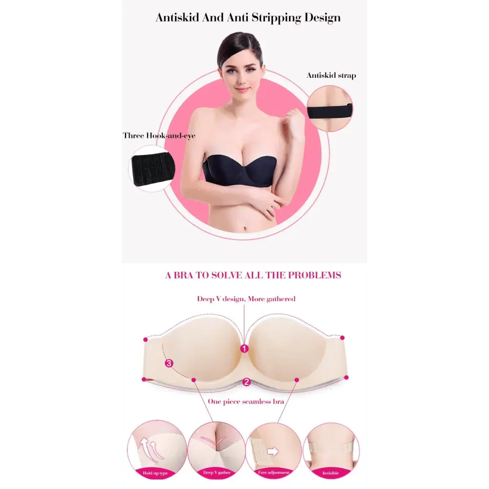 New Trendy Invisible Bras Bralette Underwear Women's Push Up Strapless Bra Wedding Brassiere Underwired Back 1/2 Cup