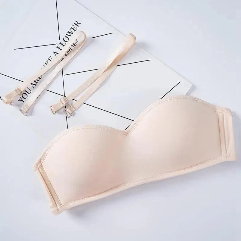 New Trendy Invisible Bras Bralette Underwear Women's Push Up Strapless Bra Wedding Brassiere Underwired Back 1/2 Cup