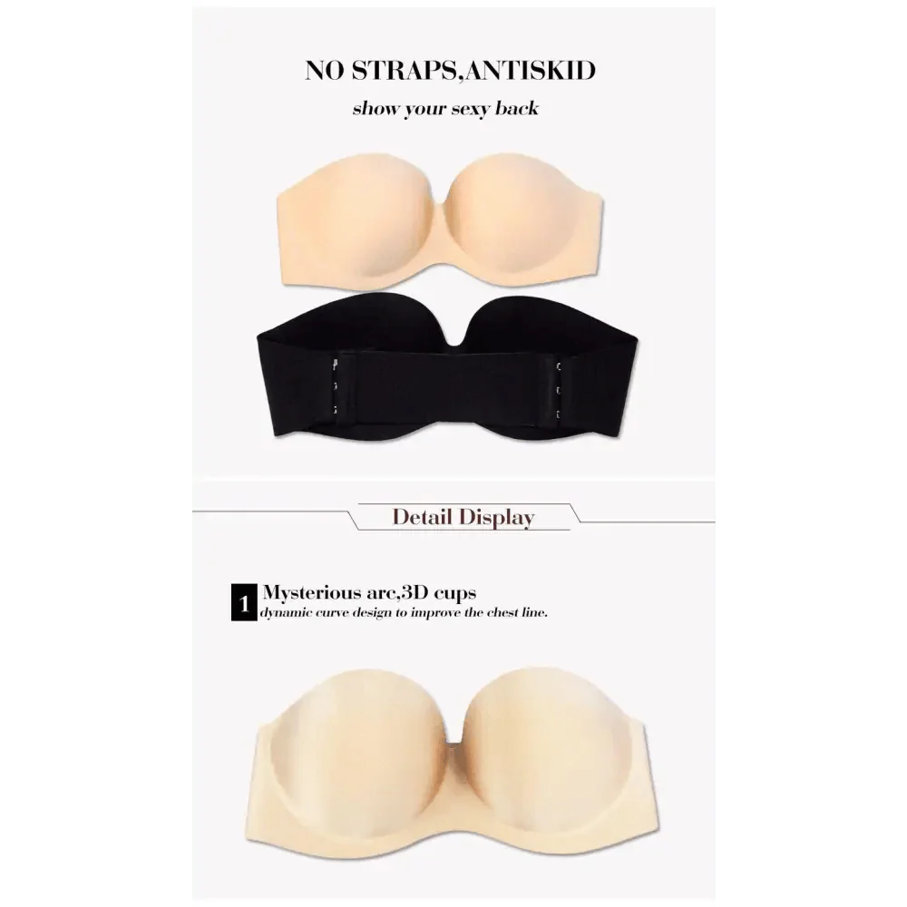 New Trendy Invisible Bras Bralette Underwear Women's Push Up Strapless Bra Wedding Brassiere Underwired Back 1/2 Cup