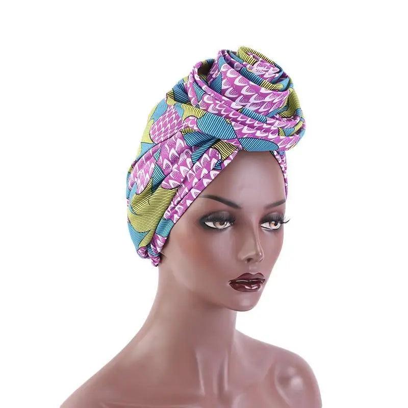 New Vintage African Print Stretch Bandana Head Wrap Long Scarf satin Floral Women Party Turban Headwear Cap Hair Accessories
