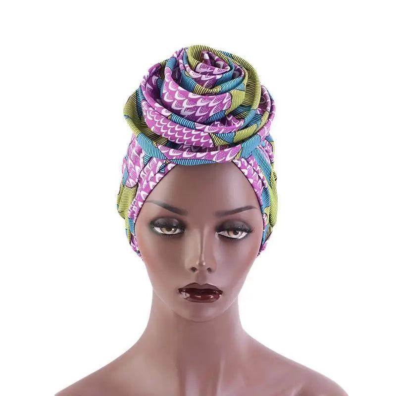 New Vintage African Print Stretch Bandana Head Wrap Long Scarf satin Floral Women Party Turban Headwear Cap Hair Accessories