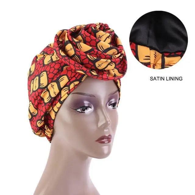 New Vintage African Print Stretch Bandana Head Wrap Long Scarf satin Floral Women Party Turban Headwear Cap Hair Accessories