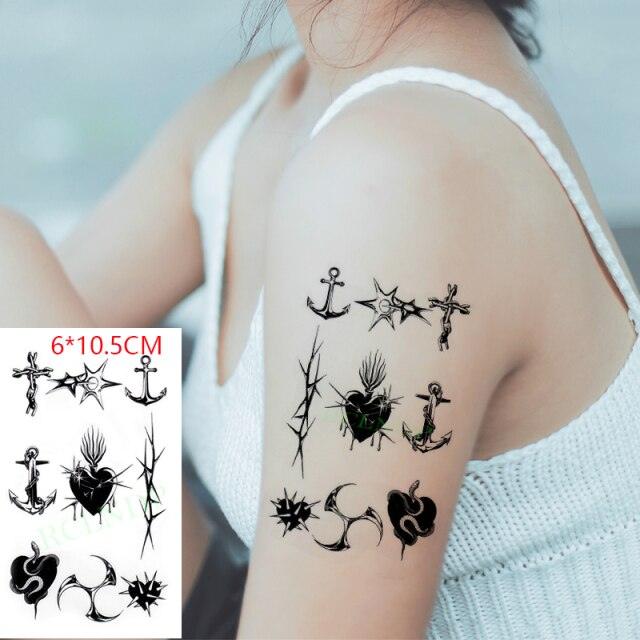 New Waterproof Temporary Sticker Tattoo Flame Heart Star Element Body Art Cute Small Tattoos For Kids Womens