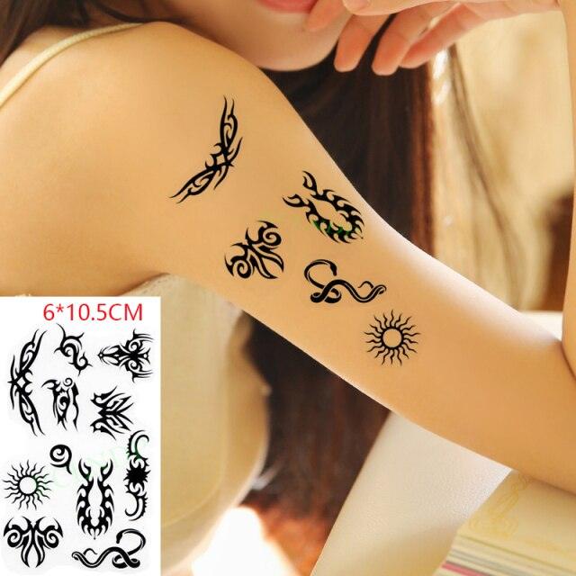 New Waterproof Temporary Sticker Tattoo Flame Heart Star Element Body Art Cute Small Tattoos For Kids Womens