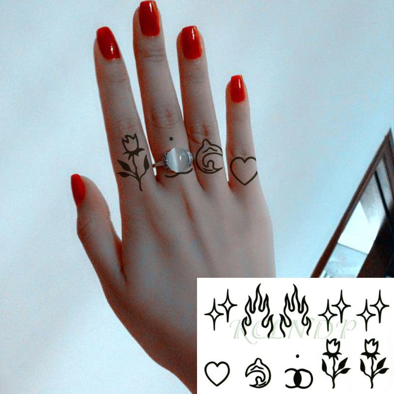 New Waterproof Temporary Sticker Tattoo Flame Heart Star Element Body Art Cute Small Tattoos For Kids Womens