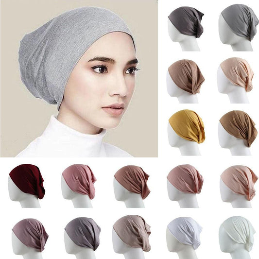 New Winter Autumn Soft Solid Color Inner Hijab  Cap Lightweight Muslim Turban Elegant Hijab Caps Hat Islam Under Scarf  Undercap Bonnet Color Soft Jersey Stretch Hijab's Tube Cap Hat Hijab Bonnet Muslim Women Scarf Turbans Head For Women