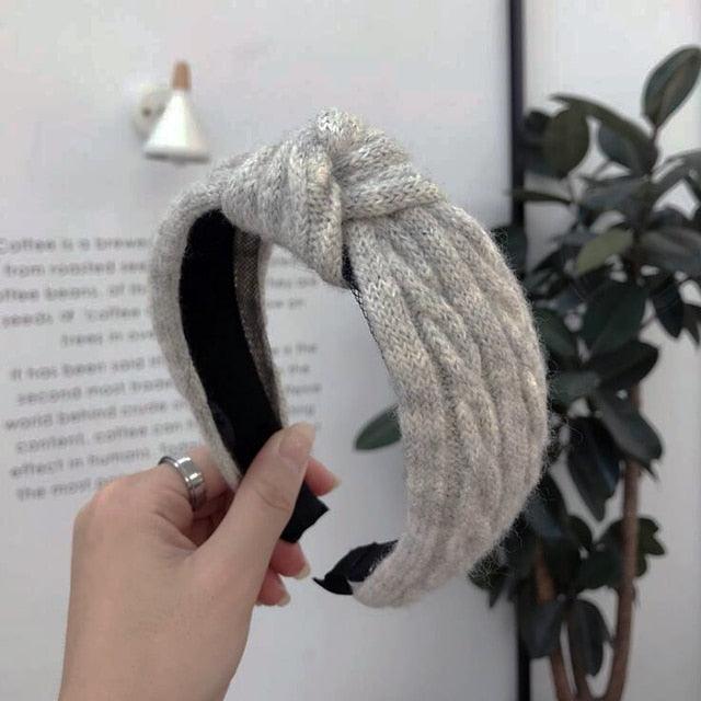 New Winter Knitted Headband Women Warm Handmade Hairband Girls Fashion Solid Turban Center Knot Casual Gorgeous Hair Accessories For Women