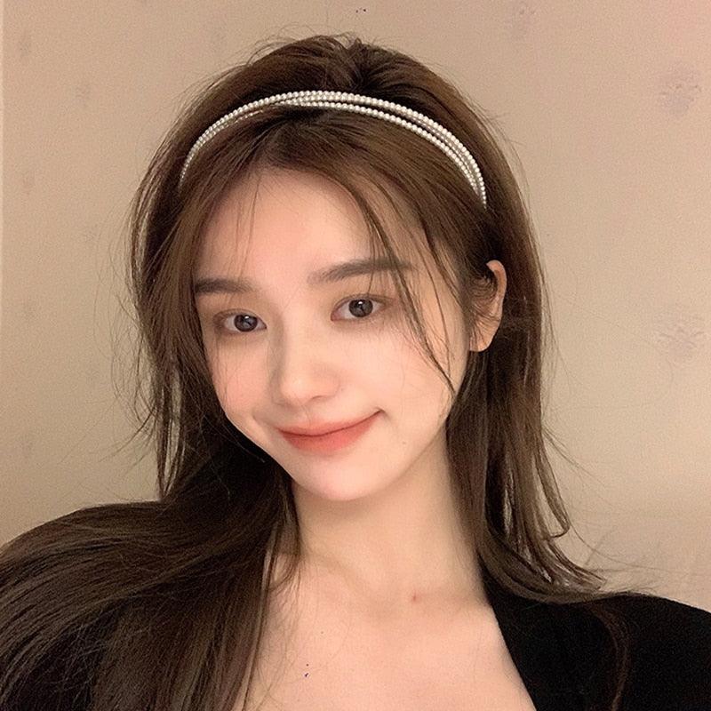 New Women Elegant Full Pearls Simple Hairbands Sweet Headband Hair Hoops Holder Ornament Head Band Lady Fashion Gorgeous Hair Accessories For Women