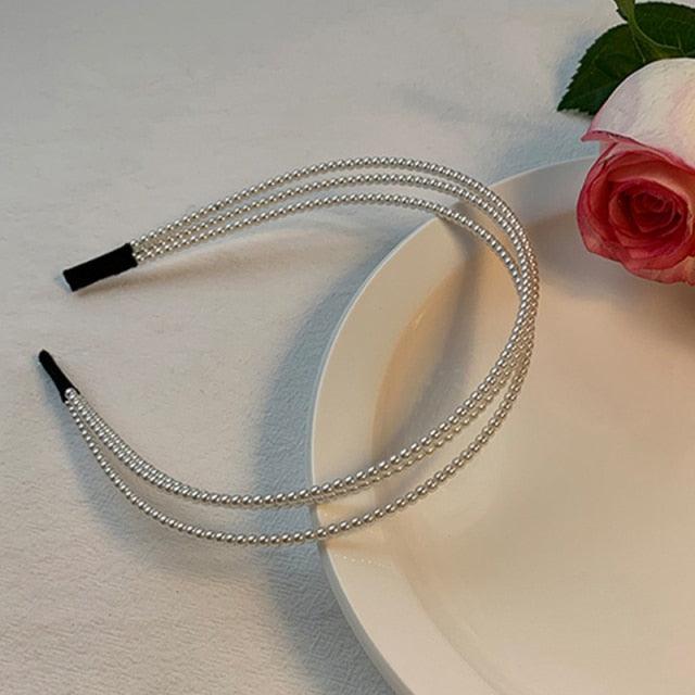 New Women Elegant Full Pearls Simple Hairbands Sweet Headband Hair Hoops Holder Ornament Head Band Lady Fashion Gorgeous Hair Accessories For Women