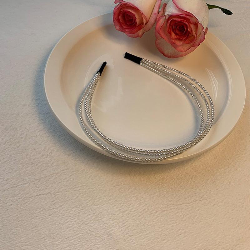 New Women Elegant Full Pearls Simple Hairbands Sweet Headband Hair Hoops Holder Ornament Head Band Lady Fashion Gorgeous Hair Accessories For Women