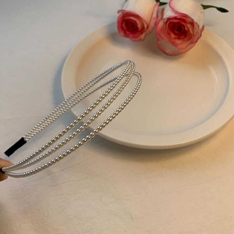 New Women Elegant Full Pearls Simple Hairbands Sweet Headband Hair Hoops Holder Ornament Head Band Lady Fashion Gorgeous Hair Accessories For Women