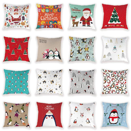 New Year Christmas Decorations Pillows Cover Christmas Décor for Home Christmas Tree Snowflake Snowman Reindeer Home Decor Throw Pillow Case Cushion Cover Santa Merry Christmas Gift Xmas 45x45cm