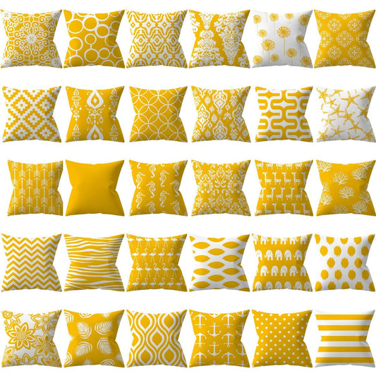 New Yellow Cushion Cases Modern Fashion Abstract Art Decorative Modern Pillow Covers Beautiful Pattern Square Pillow Case Sofa Car Couch Decorative Cover For Pillows 45x45CM