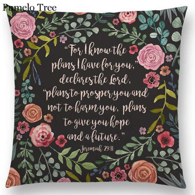 Newest Floral Quotes Decorative Pillow Covers Fresh Flowers Garland Inspirational Words Decorative Cotton Linen Throw Pillow Cushion Covers And Gifts For Women Daughter Mum Best Friend Birthday Home Decorations
