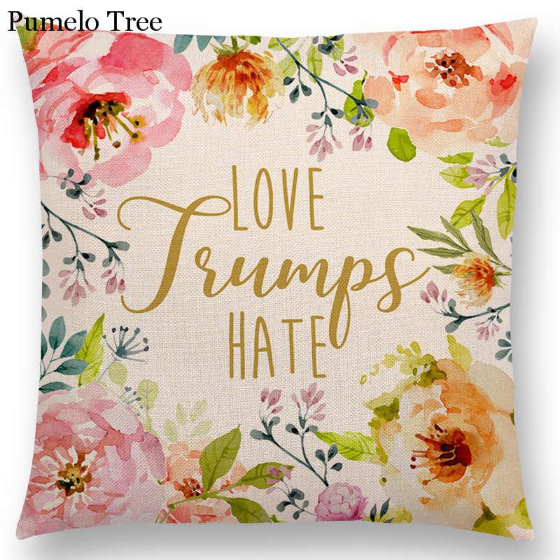 Newest Floral Quotes Decorative Pillow Covers Fresh Flowers Garland Inspirational Words Decorative Cotton Linen Throw Pillow Cushion Covers And Gifts For Women Daughter Mum Best Friend Birthday Home Decorations
