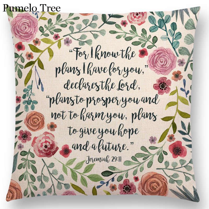 Newest Floral Quotes Decorative Pillow Covers Fresh Flowers Garland Inspirational Words Decorative Cotton Linen Throw Pillow Cushion Covers And Gifts For Women Daughter Mum Best Friend Birthday Home Decorations