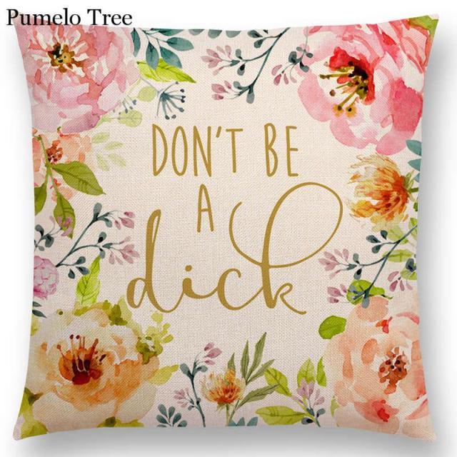 Newest Floral Quotes Decorative Pillow Covers Fresh Flowers Garland Inspirational Words Decorative Cotton Linen Throw Pillow Cushion Covers And Gifts For Women Daughter Mum Best Friend Birthday Home Decorations