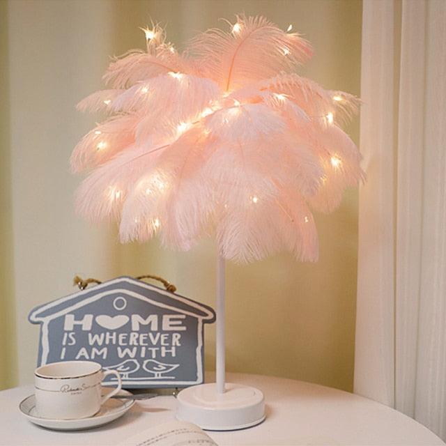 Novelty Feather Night Light Remote Fairy Copper Lamp for Home Living Room Bedroom Bedside Backlight Party Wedding Decoration Cute Study Lamps for Bedroom Décor