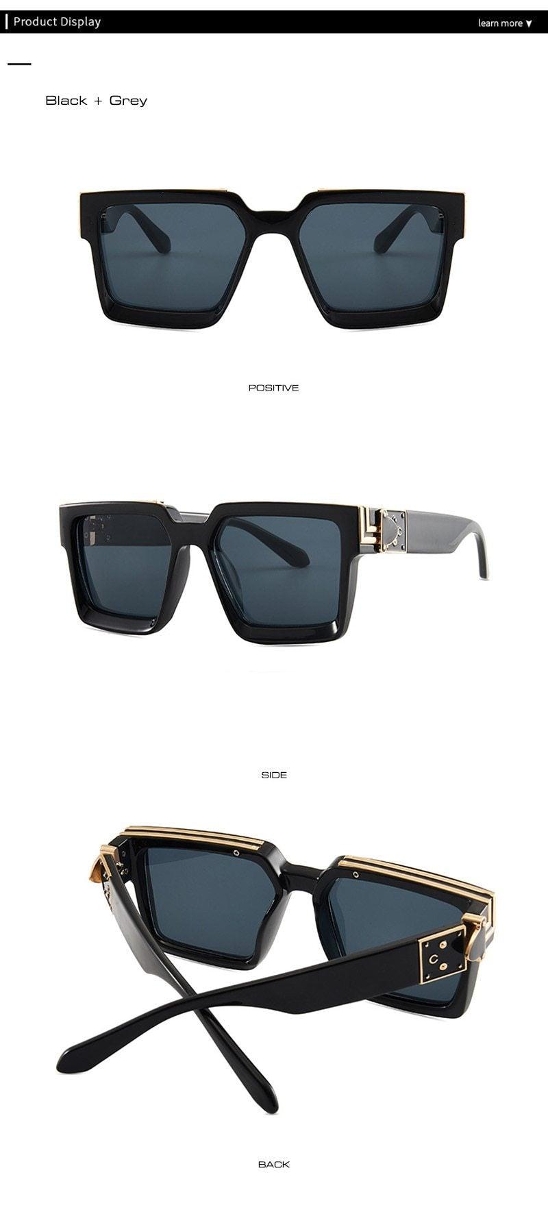 Oversize  Retro Shades UV400 Square Shape Sunglasses For Men Flat Lens Design New Elegant New Fashionable Women Blue Mirror Shades Sunglasses