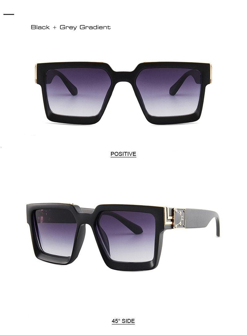 Oversize  Retro Shades UV400 Square Shape Sunglasses For Men Flat Lens Design New Elegant New Fashionable Women Blue Mirror Shades Sunglasses