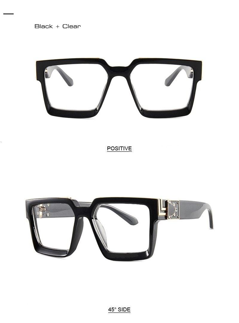 Oversize  Retro Shades UV400 Square Shape Sunglasses For Men Flat Lens Design New Elegant New Fashionable Women Blue Mirror Shades Sunglasses