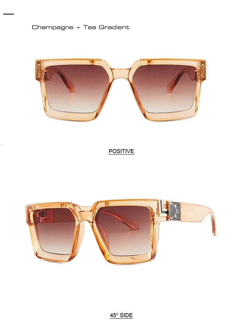 Oversize  Retro Shades UV400 Square Shape Sunglasses For Men Flat Lens Design New Elegant New Fashionable Women Blue Mirror Shades Sunglasses