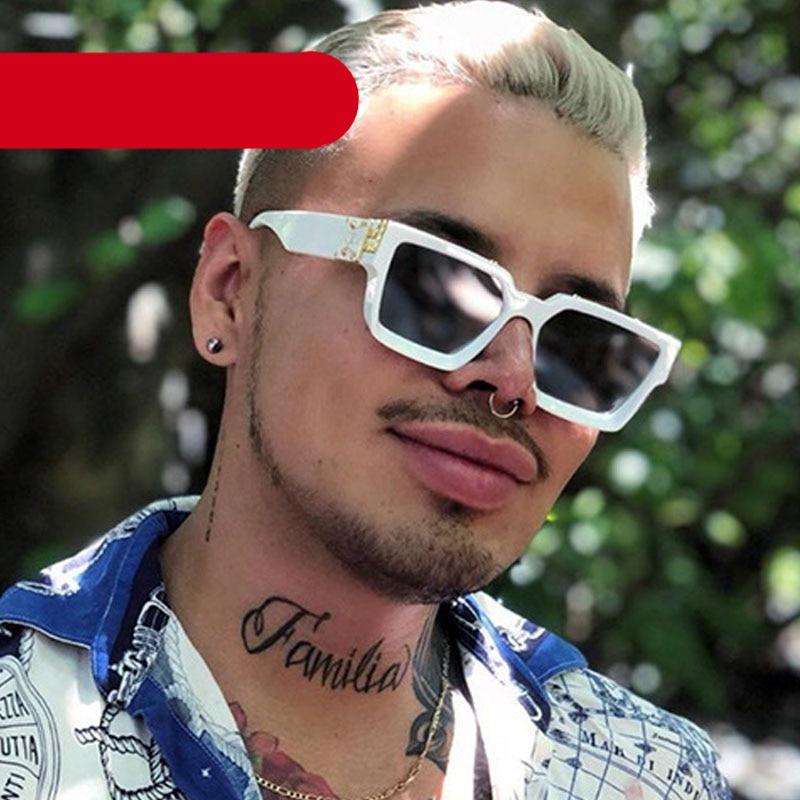 Oversize  Retro Shades UV400 Square Shape Sunglasses For Men Flat Lens Design New Elegant New Fashionable Women Blue Mirror Shades Sunglasses