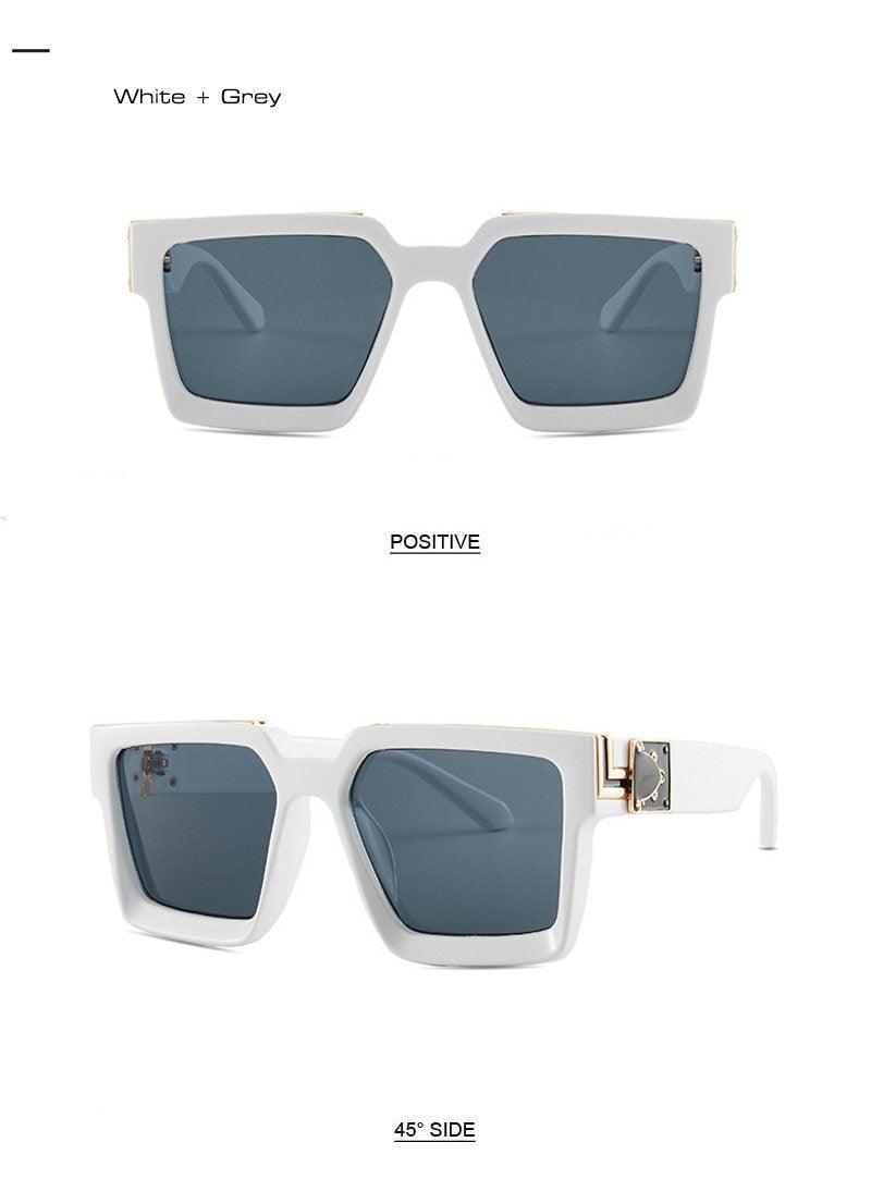 Oversize  Retro Shades UV400 Square Shape Sunglasses For Men Flat Lens Design New Elegant New Fashionable Women Blue Mirror Shades Sunglasses