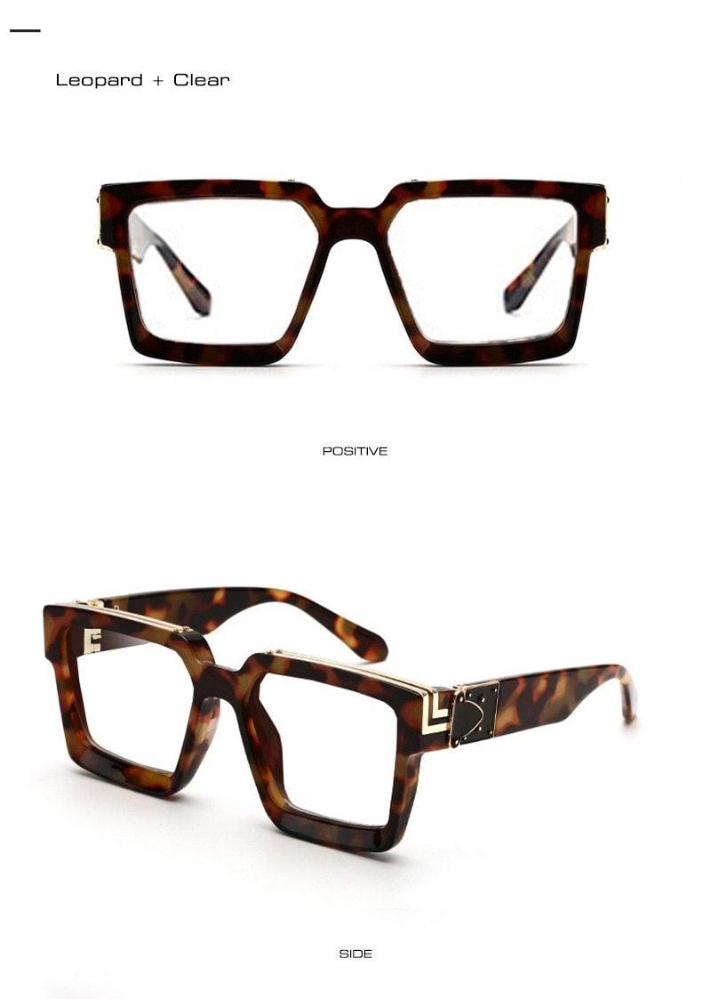 Oversize  Retro Shades UV400 Square Shape Sunglasses For Men Flat Lens Design New Elegant New Fashionable Women Blue Mirror Shades Sunglasses