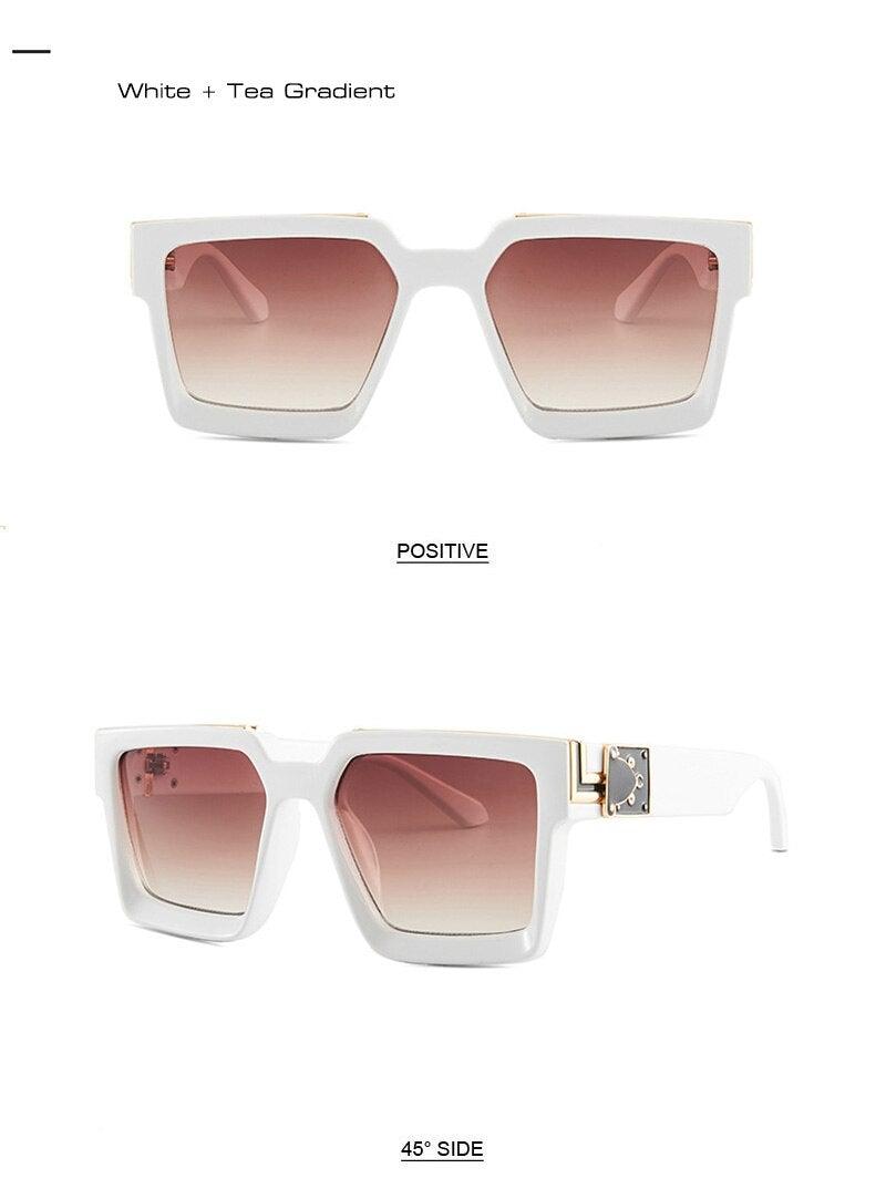 Oversize  Retro Shades UV400 Square Shape Sunglasses For Men Flat Lens Design New Elegant New Fashionable Women Blue Mirror Shades Sunglasses