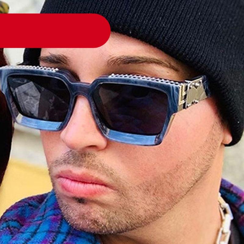 Oversize  Retro Shades UV400 Square Shape Sunglasses For Men Flat Lens Design New Elegant New Fashionable Women Blue Mirror Shades Sunglasses