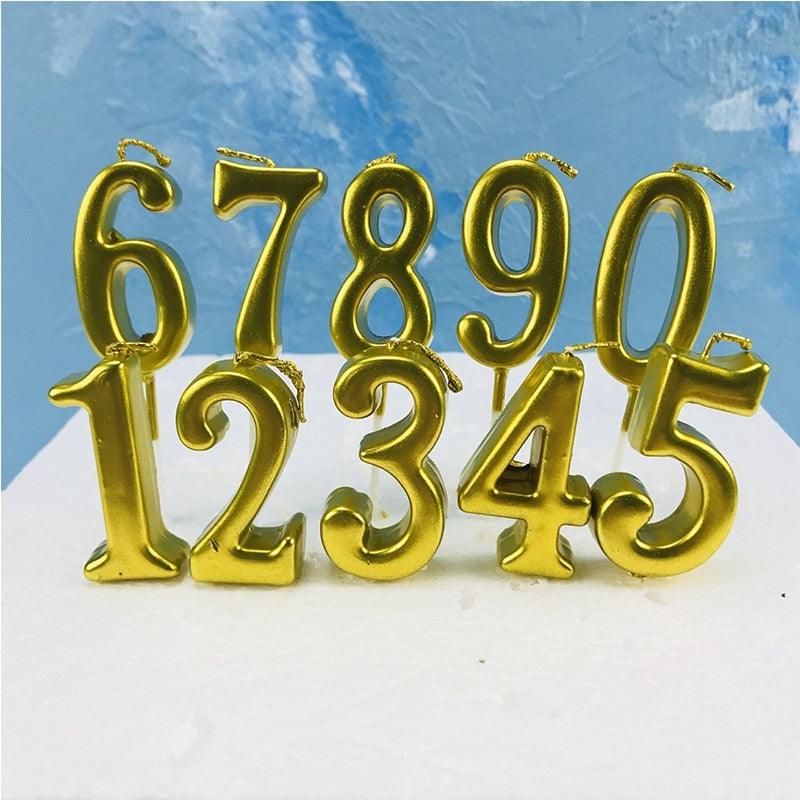 Party Decoration Golden Candles Number Home Cake Birthday Wedding Supplies Birthday Number Candles Cake Numeral Candles Number 0-9 Cake Topper Decoration for Birthday Wedding Reunion Theme Party