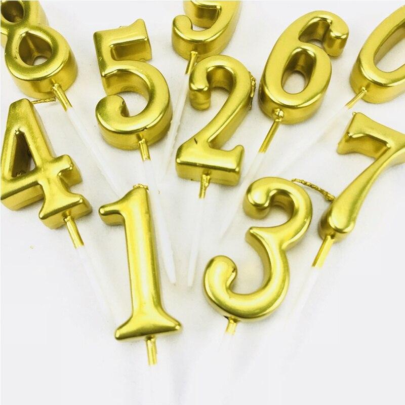 Party Decoration Golden Candles Number Home Cake Birthday Wedding Supplies Birthday Number Candles Cake Numeral Candles Number 0-9 Cake Topper Decoration for Birthday Wedding Reunion Theme Party