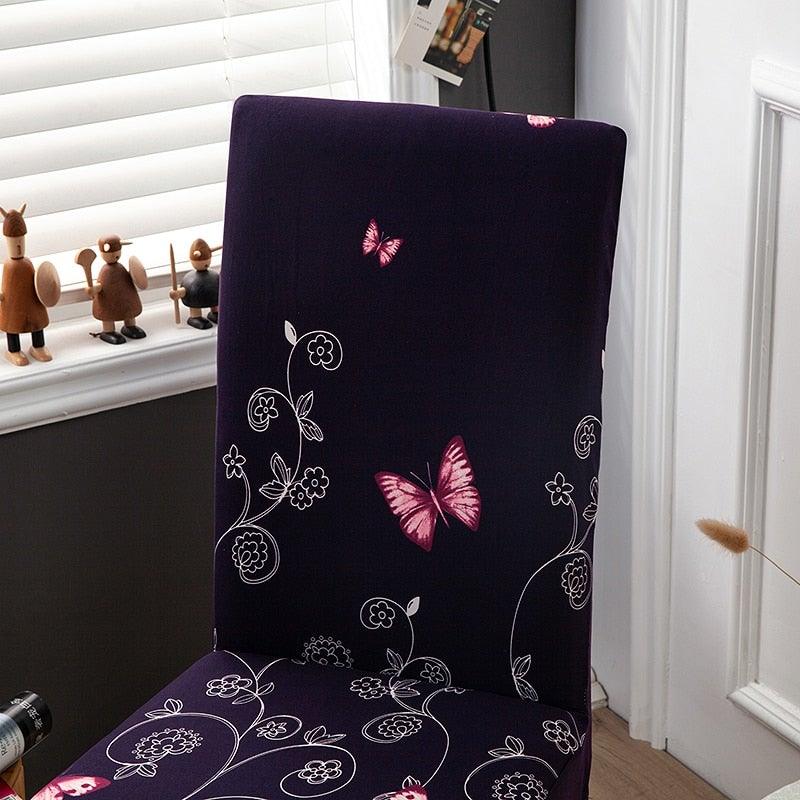 Pink Butterfly Print Elastic Chair Cover for Home Decoration Elastic Slipcovers Chair Seat Covers For Dining Room  Chair Slipcovers for Dining Room Chair seat Covers Chair Protectors for Party Pet Protection Universal Fit Soft Polyester