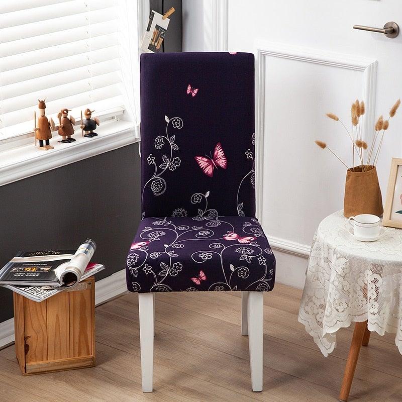 Pink Butterfly Print Elastic Chair Cover for Home Decoration Elastic Slipcovers Chair Seat Covers For Dining Room  Chair Slipcovers for Dining Room Chair seat Covers Chair Protectors for Party Pet Protection Universal Fit Soft Polyester