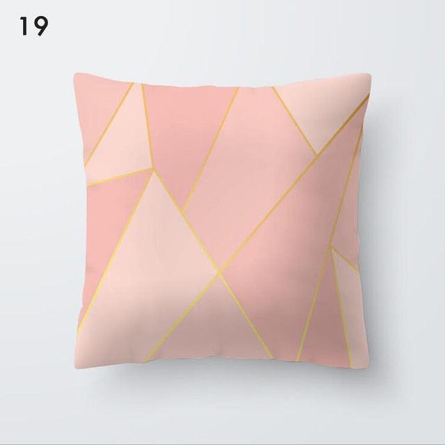 Pink Geometric Decorative Pillow Cushion Covers Polyester Pillow Case Home Pillowcase Decorative Pillowcase For Sofa Cute Charming Home Decor Cushion Cover