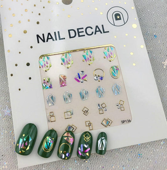 Plant Laser Abstract Lady Face Nail Decals Sliders Paper Art Decor Gel Polish Sticker Manicure Foils 3D Rhinestone Sticker Fun Nail Art Stickers Decal 3D Self-Adhesive Abstract Face Curve Graffiti Nail Design for Acrylic Nail Supplies