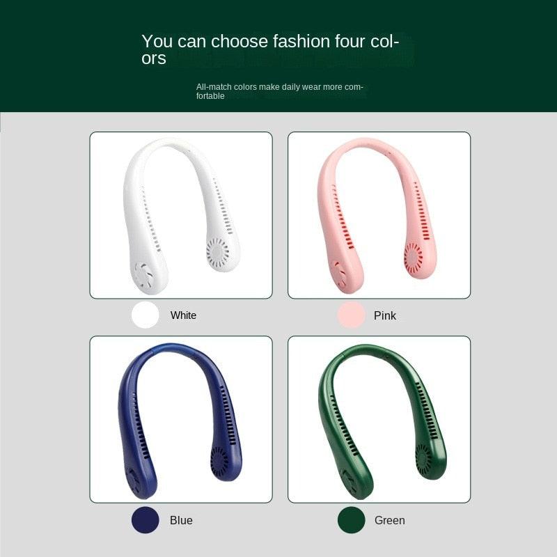 Portable Bladeless Neck Fan Adjustment Wearable Personal Cooling Fan for Traveling Upgrade 360° Neck Fan Air Outlet for Indoor Outdoor Travel Mini Hanging Fan without Blades USB Rechargeable Outdoor Fan