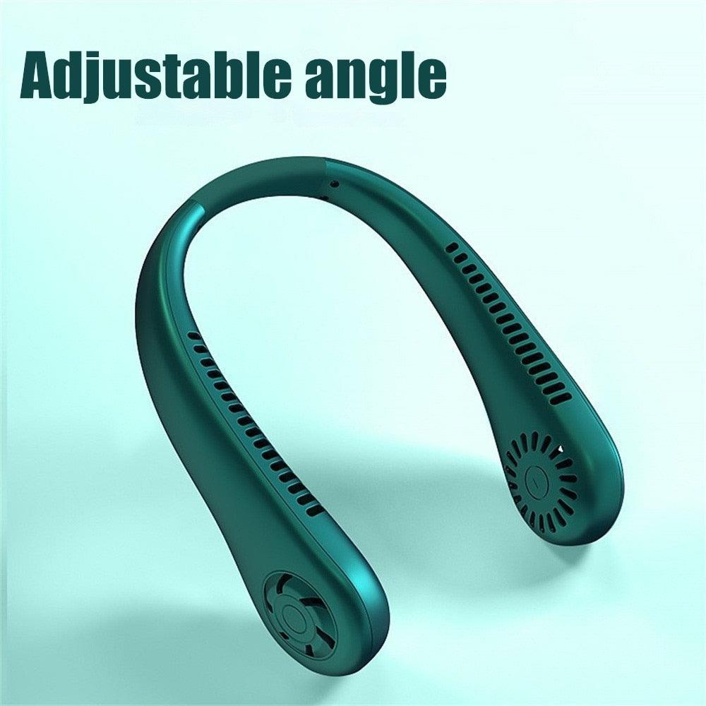 Portable Neck Fan USB Rechargeable Bladeless Fan Mini Electric Ventilator Silent Neckband Wearable Cooling for Sports Wearable Necklace Fan with 3 Speeds for Home Office Travel Outdoor Sports