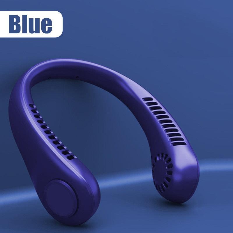 Portable Neck Fan USB Rechargeable Bladeless Fan Mini Electric Ventilator Silent Neckband Wearable Cooling for Sports Wearable Necklace Fan with 3 Speeds for Home Office Travel Outdoor Sports