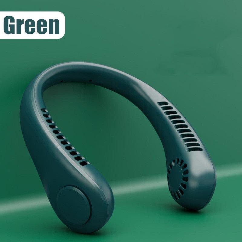 Portable Neck Fan USB Rechargeable Bladeless Fan Mini Electric Ventilator Silent Neckband Wearable Cooling for Sports Wearable Necklace Fan with 3 Speeds for Home Office Travel Outdoor Sports