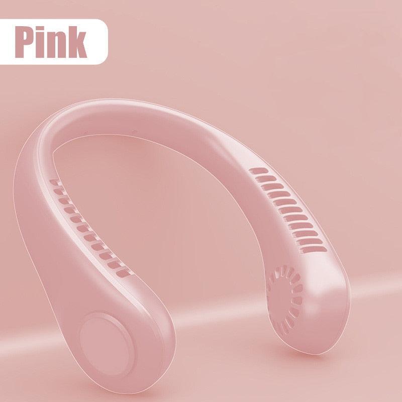 Portable Neck Fan USB Rechargeable Bladeless Fan Mini Electric Ventilator Silent Neckband Wearable Cooling for Sports Wearable Necklace Fan with 3 Speeds for Home Office Travel Outdoor Sports