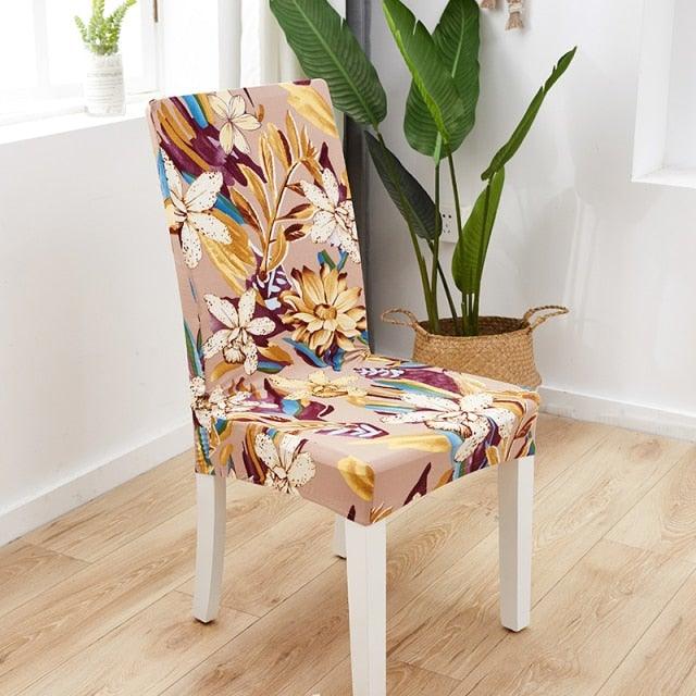 Printed Polyester Fabric Chair Cover Washable Chair Covers Seat Slipcovers Stretch Dining Seat Case For Home Stretch Removable Washable Dining Room Chair Protector Slipcovers/Home Decor Dining Room Seat Cover Multiple Styles